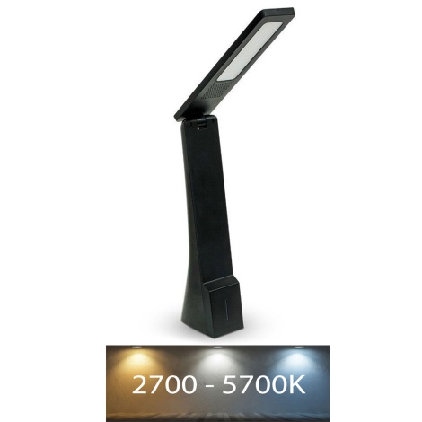 LED Aptumšojama uzlādējama skarienvadāma galda lampa USB LED/4W/5V 1200 mAh 2700K-5700K melna