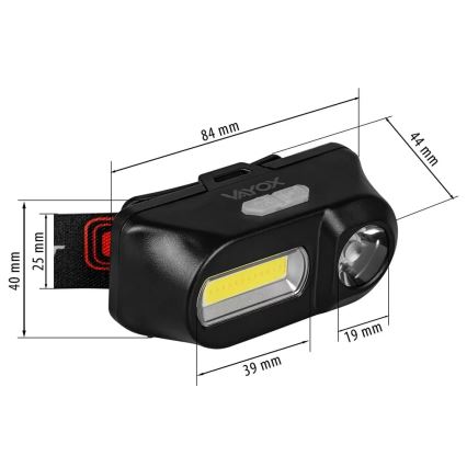 LED Aptumšojama uzlādējams galvas lampa 2xLED/5V IP44 210 spīdīgs 2000 mAh