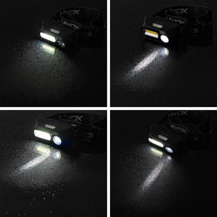 LED Aptumšojama uzlādējams galvas lampa 2xLED/5V IPX4 250 spīdīgs 2000 mAh
