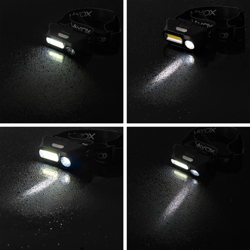 LED Aptumšojama uzlādējams galvas lampa 2xLED/5V IPX4 250 spīdīgs 2000 mAh
