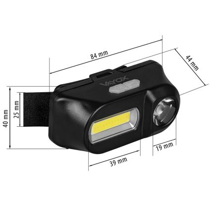 LED Aptumšojama uzlādējams galvas lampa 2xLED/5V IPX4 250 spīdīgs 2000 mAh