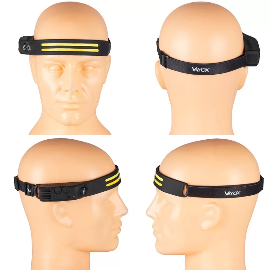 LED Aptumšojama uzlādējams galvas lampa ar sensoru 3xLED/5V IP44 300 spīdīgs 1200 mAh