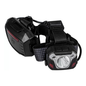 LED Aptumšojama uzlādējams galvas lampa ar sensoru ar lādētājakumulatora funkciju un sarkana lampa LED/10W/5V IP44 1200 spīdīgs 4000 mAh