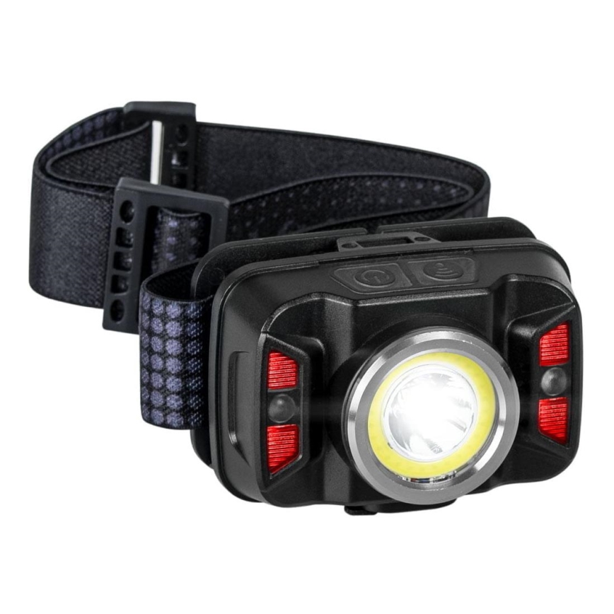 LED Aptumšojama uzlādējams galvas lampa ar sensoru un sarkana lampa LED/15W/5V IP66 430 spīdīgs 1800 mAh