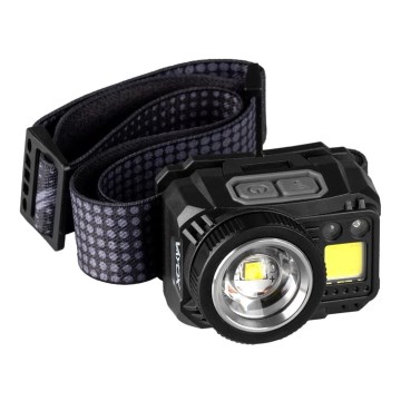 LED Aptumšojama uzlādējams galvas lampa ar sensoru un sarkana lampa LED/6W/5V/3xAAA IP44 500 spīdīgs 1200 mAh