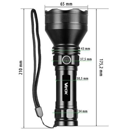 LED Aptumšojama uzlādējams lukturītis LED/20W/5V IPX5 1900 spīdīgs 5000 mAh