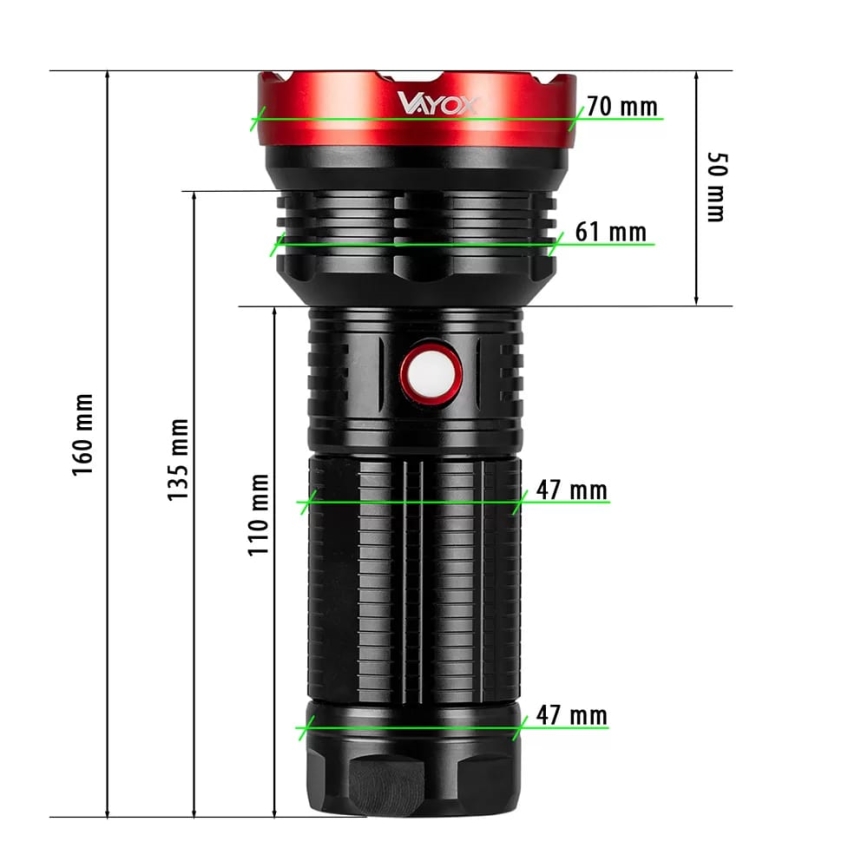 LED Aptumšojama uzlādējams lukturītis LED/20W/5V IPX5 2000 spīdīgs 6000 mAh
