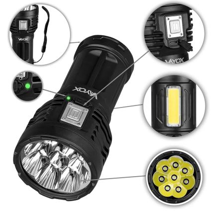LED Aptumšojama uzlādējams lukturītis LED/5V IPX4 600 spīdīgs 1200 mAh