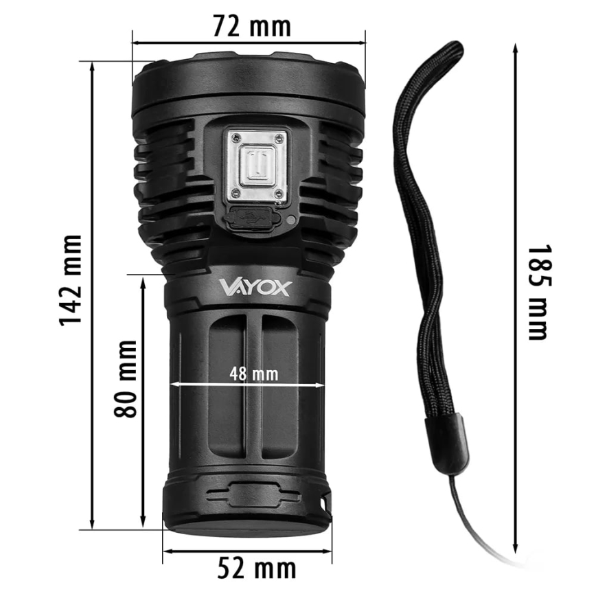 LED Aptumšojama uzlādējams lukturītis LED/5V IPX4 600 spīdīgs 1200 mAh