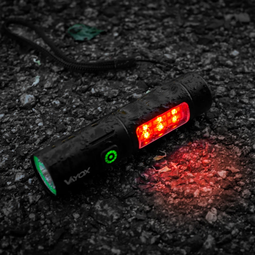 LED Aptumšojama uzlādējams lukturītis ar sarkana lampa LED/5W/5V IPX4 250 spīdīgs 2000 mAh
