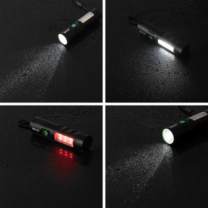 LED Aptumšojama uzlādējams lukturītis ar sarkana lampa LED/5W/5V IPX4 250 spīdīgs 2000 mAh