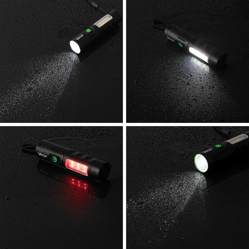 LED Aptumšojama uzlādējams lukturītis ar sarkana lampa LED/5W/5V IPX4 250 spīdīgs 2000 mAh