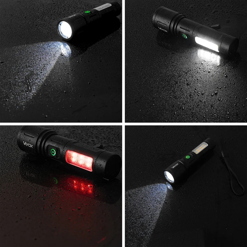 LED Aptumšojama uzlādējams lukturītis ar sarkana lampa LED/5W/5V IPX4 260 spīdīgs 2000 mAh
