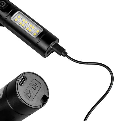 LED Aptumšojama uzlādējams lukturītis ar sarkana lampa LED/5W/5V IPX4 260 spīdīgs 2000 mAh