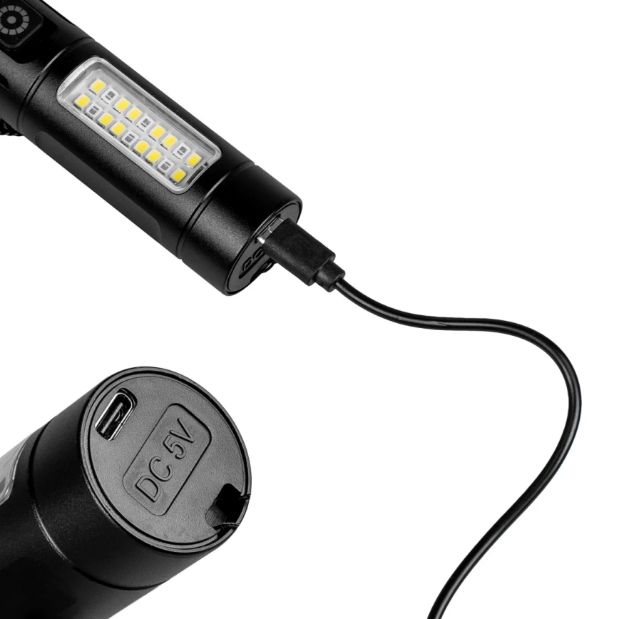 LED Aptumšojama uzlādējams lukturītis ar sarkana lampa LED/5W/5V IPX4 260 spīdīgs 2000 mAh