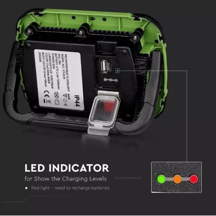 LED Aptumšojama uzlādējams Prožektors SAMSUNG CHIP + funkcija SOS LED/10W/3,7V/USB IP44 4000K 3600 mAh zaļa