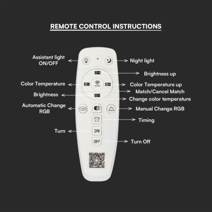 LED Aptumšojama virsapmetuma lustra LED/45W/230V 3000-6500K + tālvadības pults