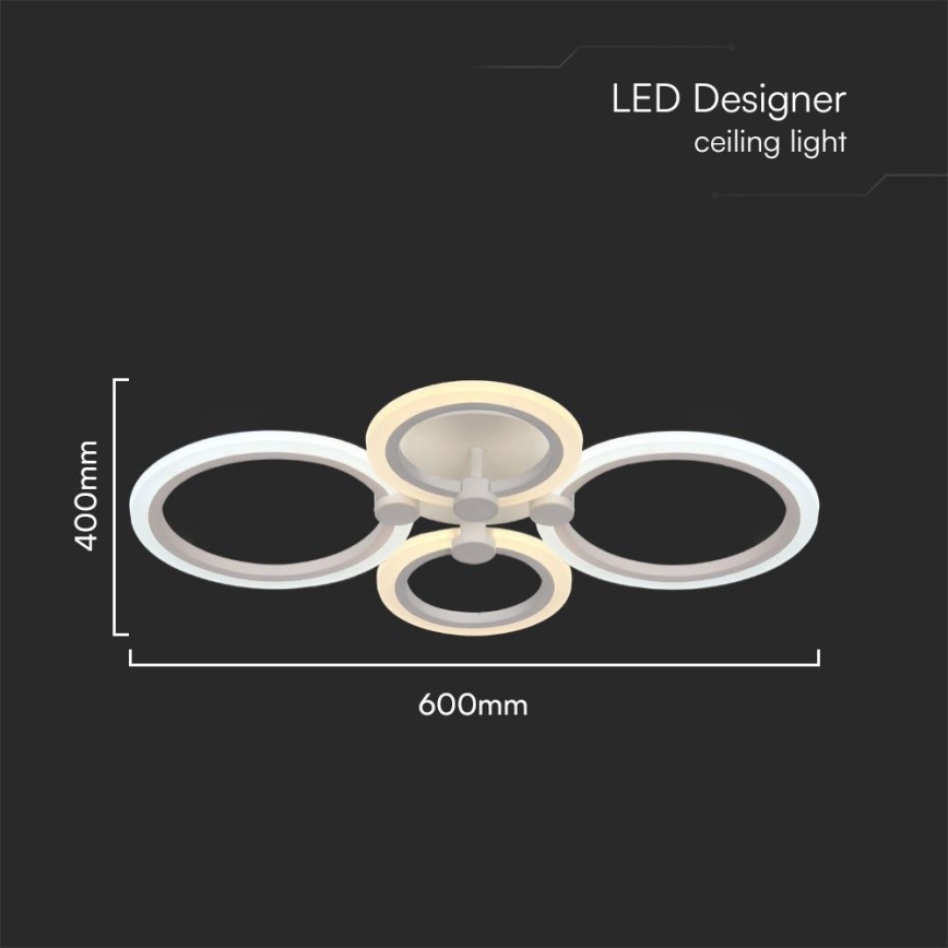 LED Aptumšojama virsapmetuma lustra LED/45W/230V 3000-6500K + tālvadības pults
