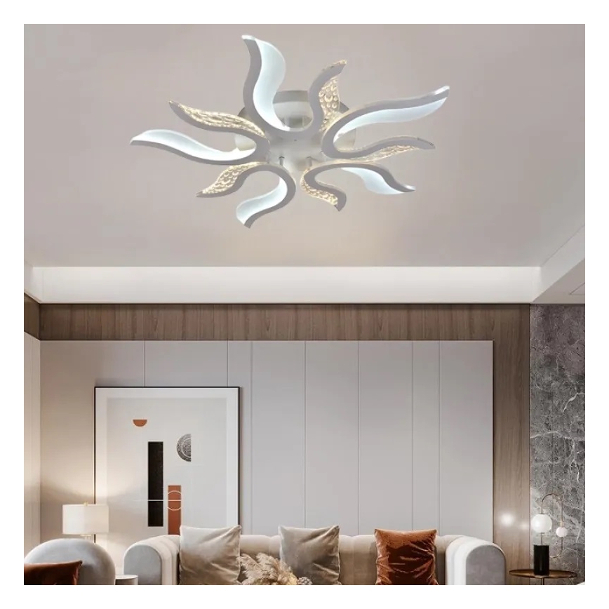 LED Aptumšojama virsapmetuma lustra LED/65W/230V 3000-6500K balta + tālvadības pults