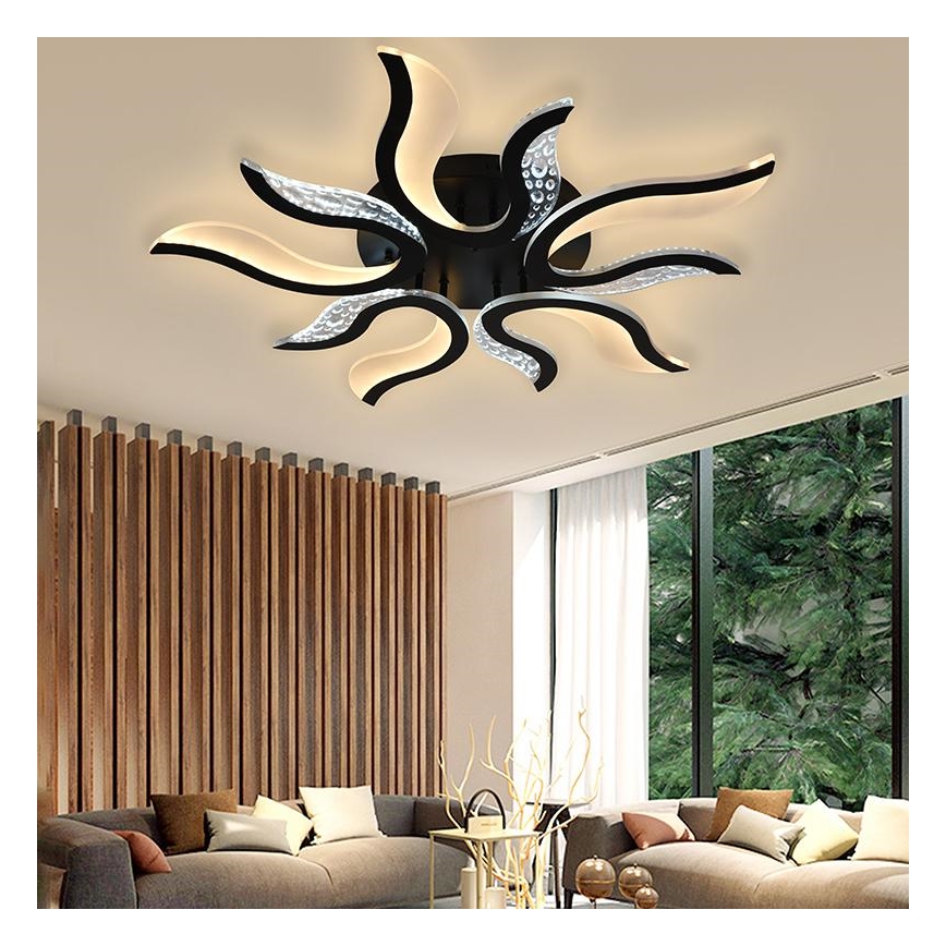 LED Aptumšojama virsapmetuma lustra LED/65W/230V 3000-6500K melna + tālvadības pults