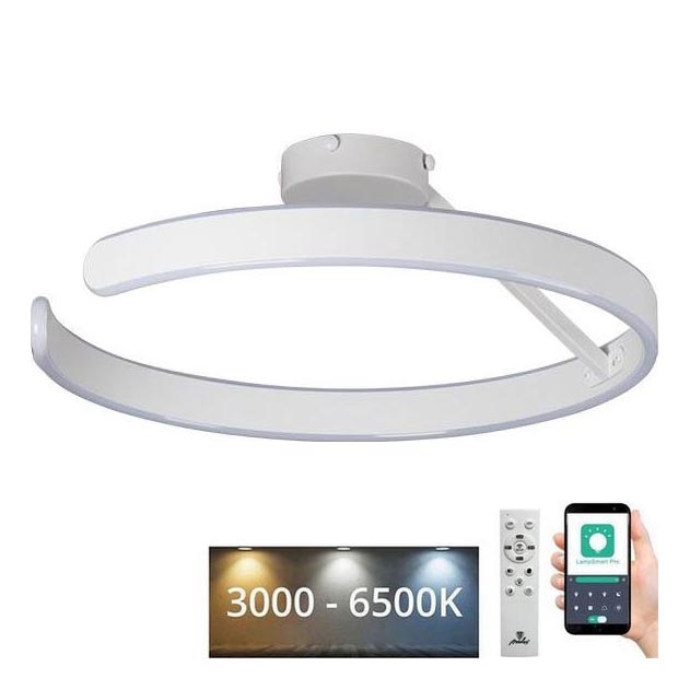LED Aptumšojama virsapmetuma lustra LED/72W/230V 3000-6500K balta + tālvadības pults