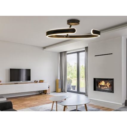 LED Aptumšojama virsapmetuma lustra LED/72W/230V 3000-6500K melna + tālvadības pults