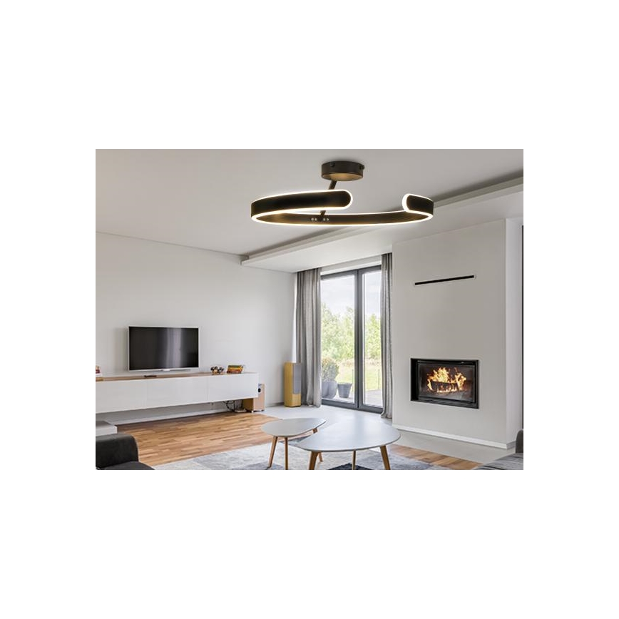 LED Aptumšojama virsapmetuma lustra LED/72W/230V 3000-6500K melna + tālvadības pults