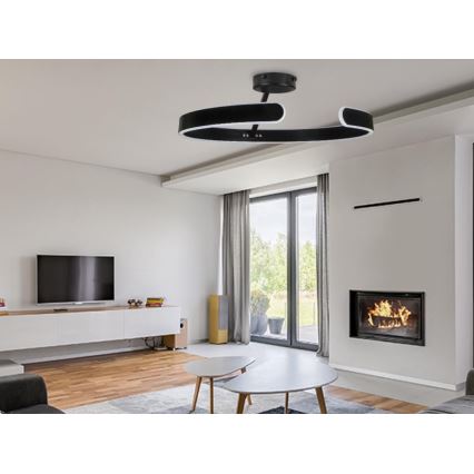LED Aptumšojama virsapmetuma lustra LED/72W/230V 3000-6500K melna + tālvadības pults