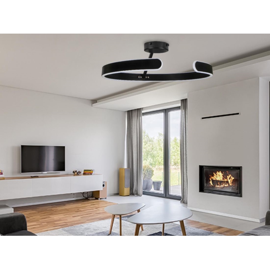 LED Aptumšojama virsapmetuma lustra LED/72W/230V 3000-6500K melna + tālvadības pults