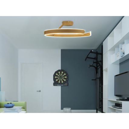 LED Aptumšojama virsapmetuma lustra LED/72W/230V 3000-6500K zelta + tālvadības pults