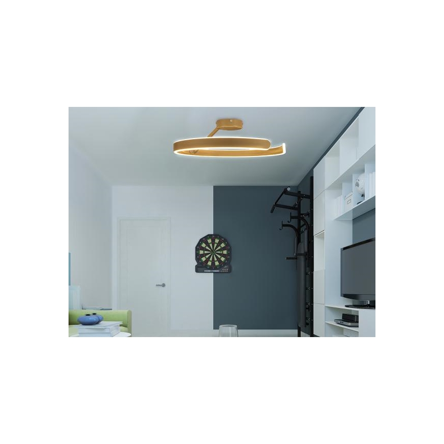 LED Aptumšojama virsapmetuma lustra LED/72W/230V 3000-6500K zelta + tālvadības pults