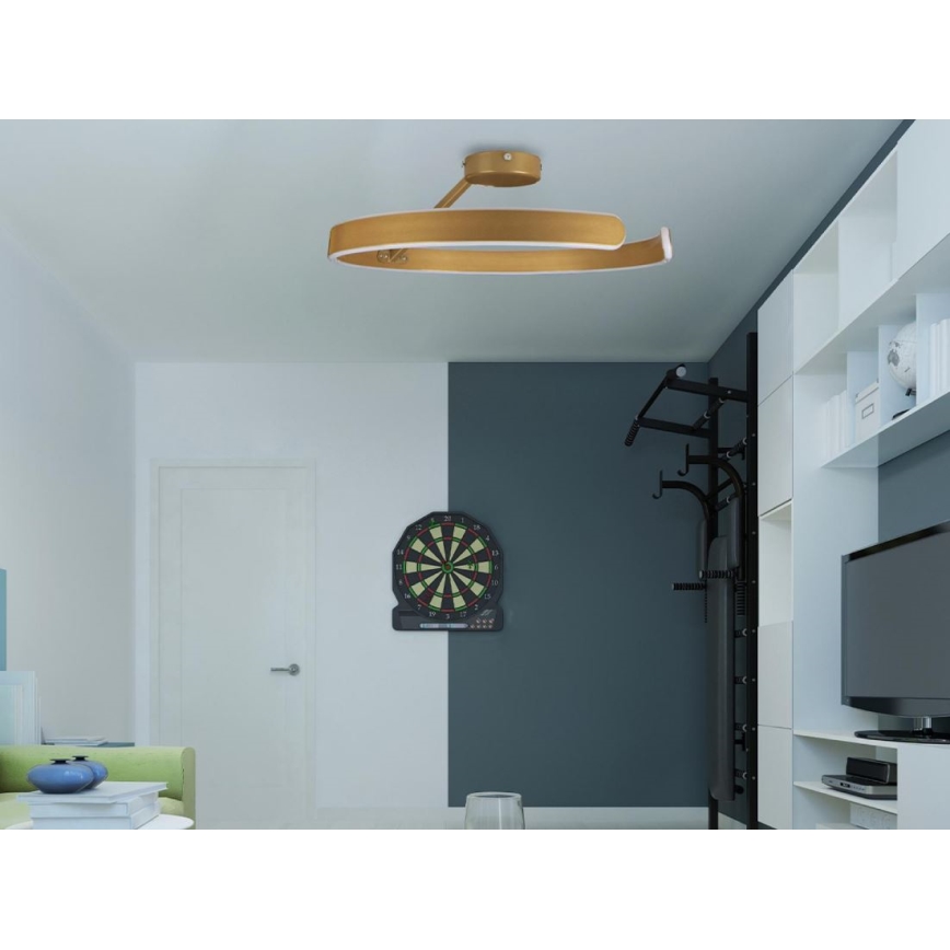 LED Aptumšojama virsapmetuma lustra LED/72W/230V 3000-6500K zelta + tālvadības pults