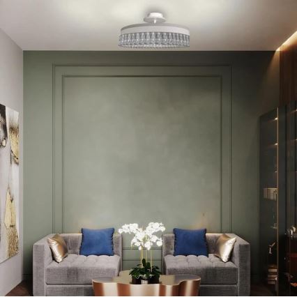 LED Aptumšojama kristāla virsapmetuma lustra LED/75W/230V 3000-6500K balta + tālvadības pults
