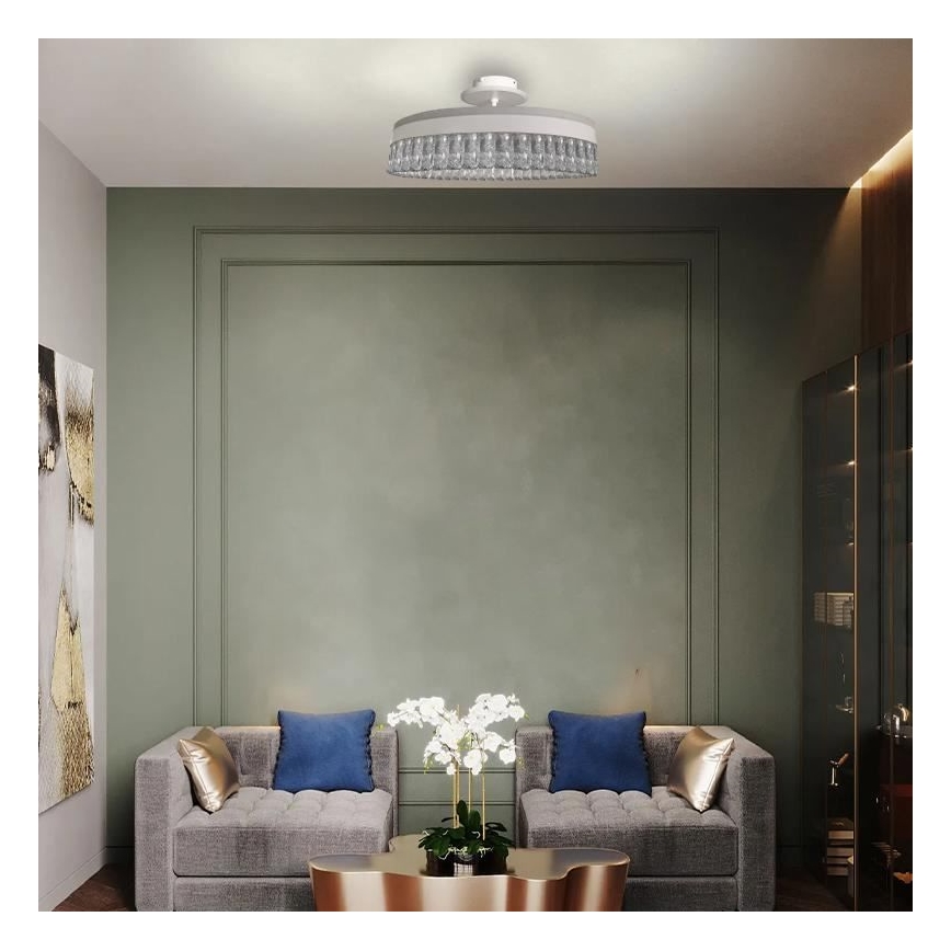 LED Aptumšojama kristāla virsapmetuma lustra LED/75W/230V 3000-6500K balta + tālvadības pults
