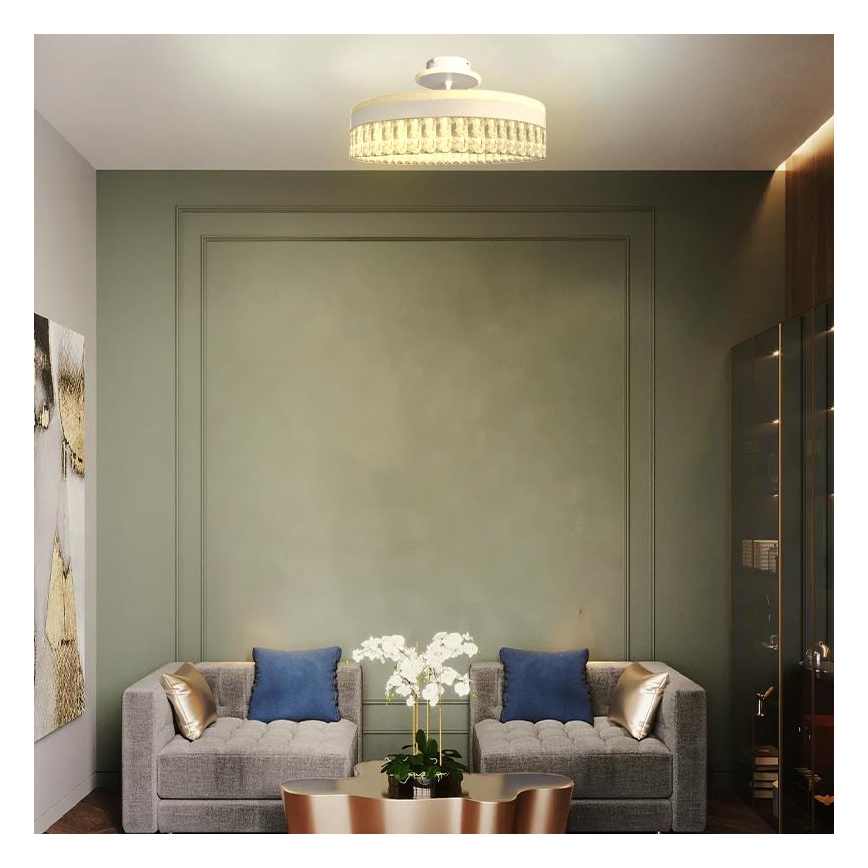 LED Aptumšojama kristāla virsapmetuma lustra LED/75W/230V 3000-6500K balta + tālvadības pults