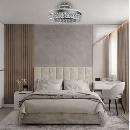 LED Aptumšojama kristāla virapmetuma lustra LED/75W/230V 3000-6500K matēts hroms + tālvadības pults