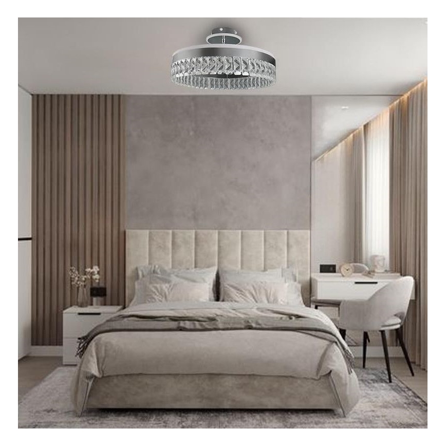 LED Aptumšojama kristāla virapmetuma lustra LED/75W/230V 3000-6500K matēts hroms + tālvadības pults