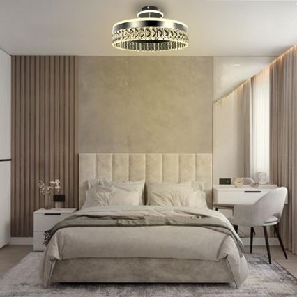 LED Aptumšojama kristāla virapmetuma lustra LED/75W/230V 3000-6500K matēts hroms + tālvadības pults