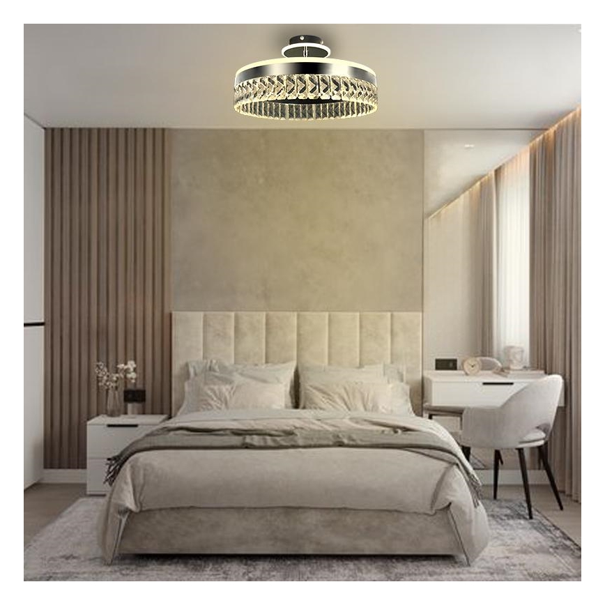 LED Aptumšojama kristāla virapmetuma lustra LED/75W/230V 3000-6500K matēts hroms + tālvadības pults