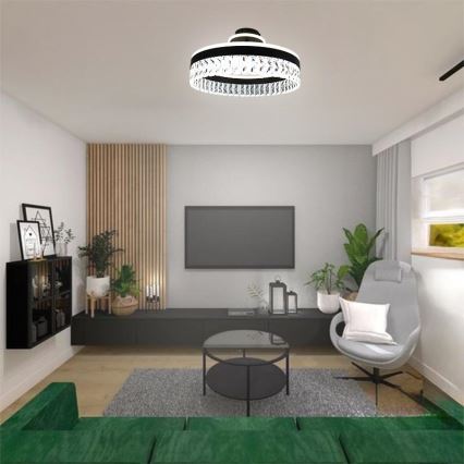 LED Aptumšojama kristāla virsapmetuma lustra LED/75W/230V 3000-6500K melna + tālvadības pults