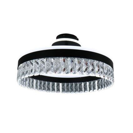 LED Aptumšojama kristāla virsapmetuma lustra LED/75W/230V 3000-6500K melna + tālvadības pults