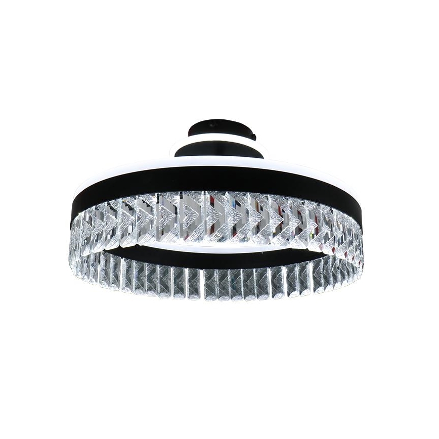 LED Aptumšojama kristāla virsapmetuma lustra LED/75W/230V 3000-6500K melna + tālvadības pults