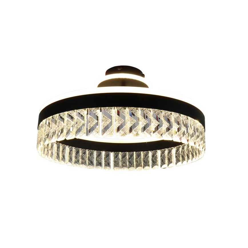 LED Aptumšojama kristāla virsapmetuma lustra LED/75W/230V 3000-6500K melna + tālvadības pults