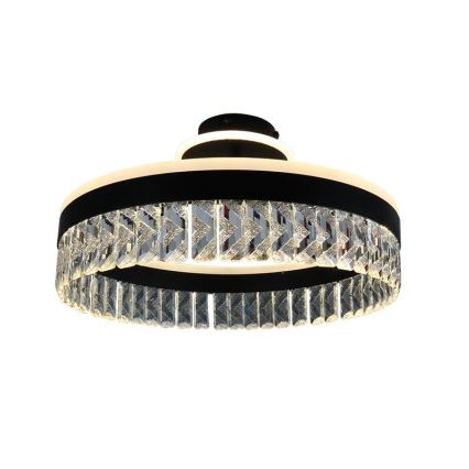 LED Aptumšojama kristāla virsapmetuma lustra LED/75W/230V 3000-6500K melna + tālvadības pults
