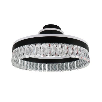 LED Aptumšojama kristāla virsapmetuma lustra LED/75W/230V 3000-6500K melna + tālvadības pults