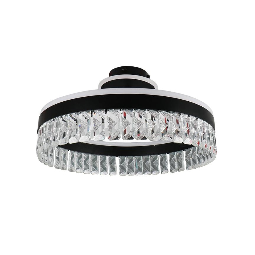 LED Aptumšojama kristāla virsapmetuma lustra LED/75W/230V 3000-6500K melna + tālvadības pults
