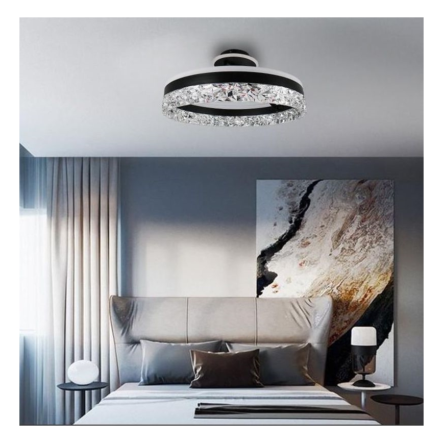 LED Aptumšojama virsapmetuma lustra LED/86W/230V 3000-6500K melna + tālvadības pults