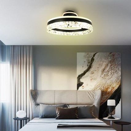 LED Aptumšojama virsapmetuma lustra LED/86W/230V 3000-6500K melna + tālvadības pults