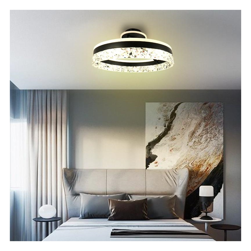 LED Aptumšojama virsapmetuma lustra LED/86W/230V 3000-6500K melna + tālvadības pults