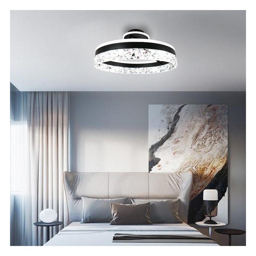 LED Aptumšojama virsapmetuma lustra LED/86W/230V 3000-6500K melna + tālvadības pults